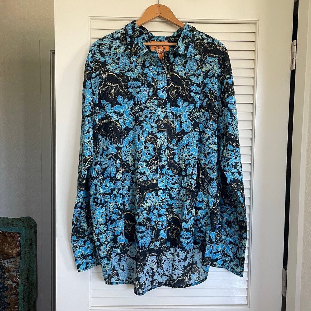 Coniglio Palm Beach Gulf Coast Poinciana Button Down 8 Vacation Resortwear Boho - Picture 2 of 13